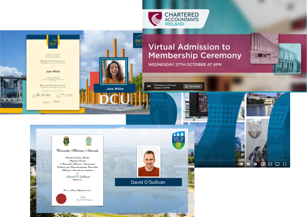 Virtual graduation screens - UCD and DCU